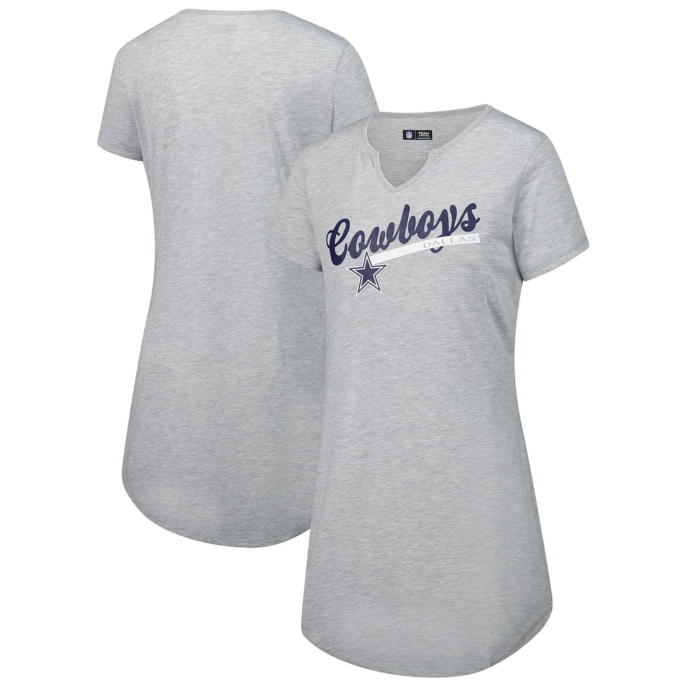 Chemise de nuit en tricot gris Dallas Cowboys Petition pour femme Concepts Sport