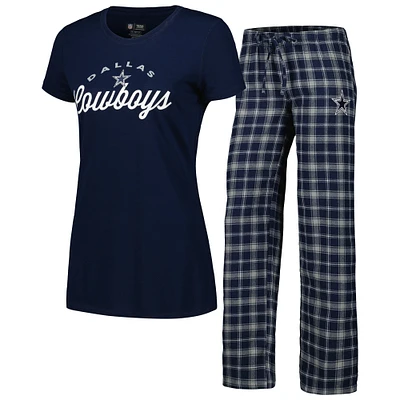 Ensemble de nuit T-shirt et pantalon en flanelle Arctic Concepts Sport Navy/ Dallas Cowboys pour femmes