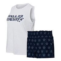 Women's Concepts Sport Navy/White Dallas Cowboys Gauge Tank & Shorts Sleep Set