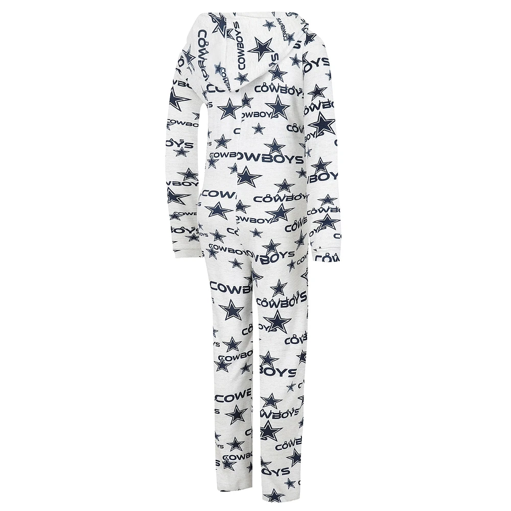Concepts Sport pour femmes Blanc Dallas Cowboys Docket Sweat à capuche entièrement zippé Union Suit