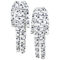 Concepts Sport pour femmes Blanc Dallas Cowboys Docket Sweat à capuche entièrement zippé Union Suit
