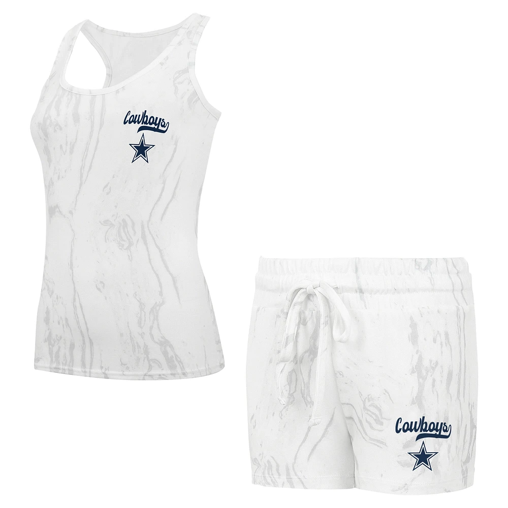 Women's Concepts Sport White Dallas Cowboys Plus Quartz Tank Top & Shorts Set