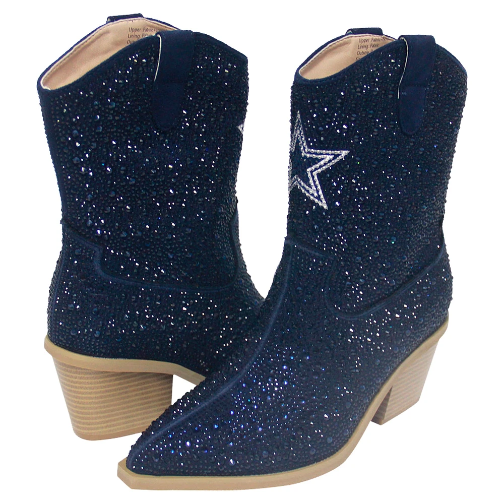 Bottines à cristaux bleu marine Dallas Cowboys Cuce pour femmes