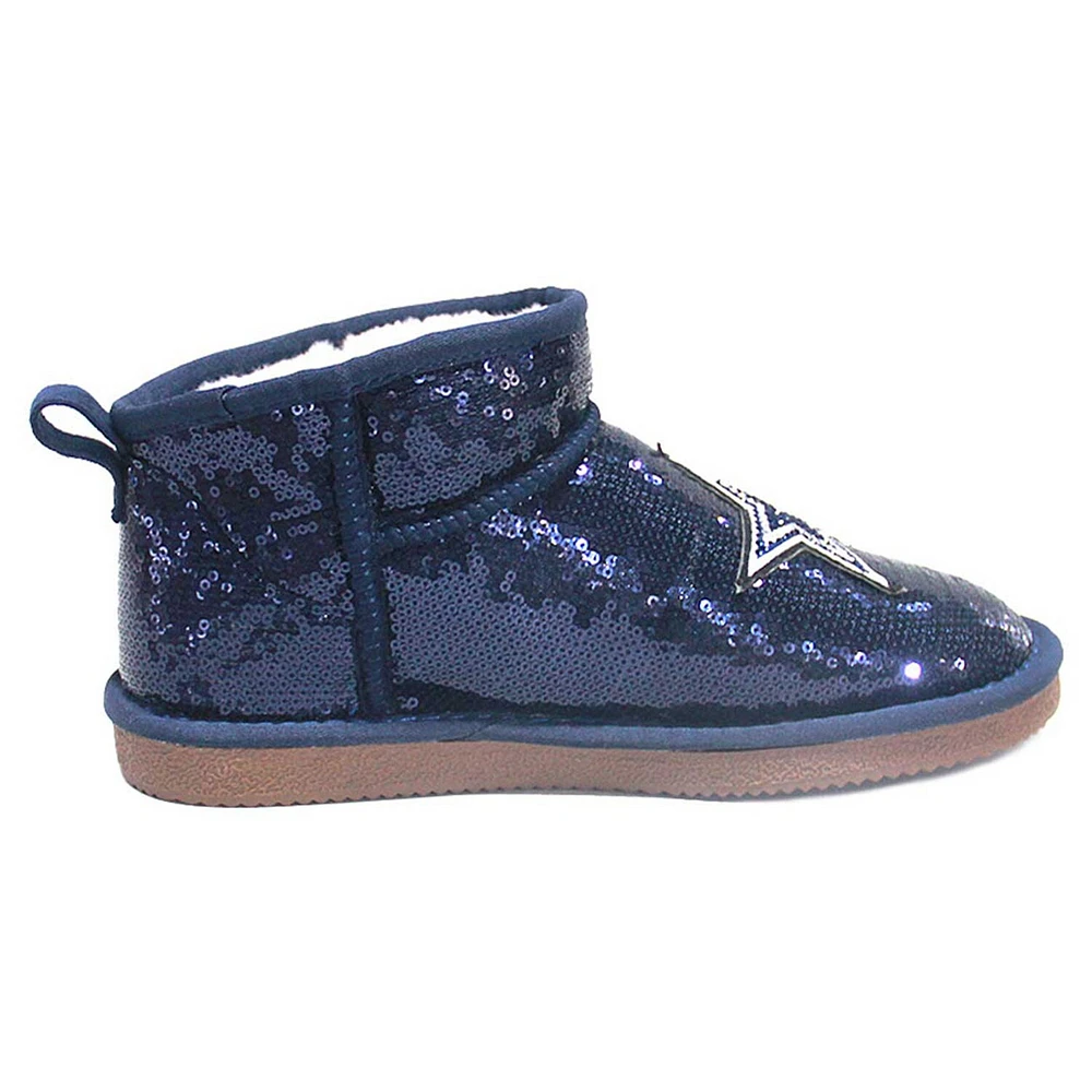 Women's Cuce  Navy Dallas Cowboys Sequin Ankle Boots