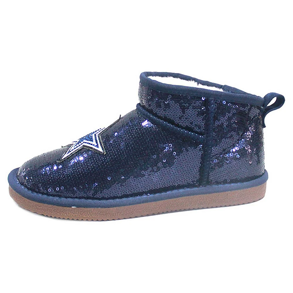 Women's Cuce  Navy Dallas Cowboys Sequin Ankle Boots