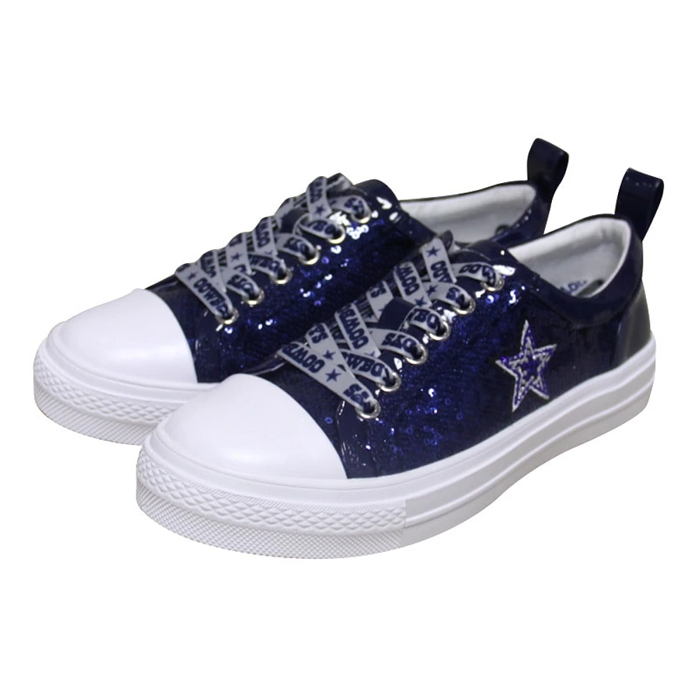 Baskets à paillettes bleu marine pour femme de l'équipe des Dallas Cowboys