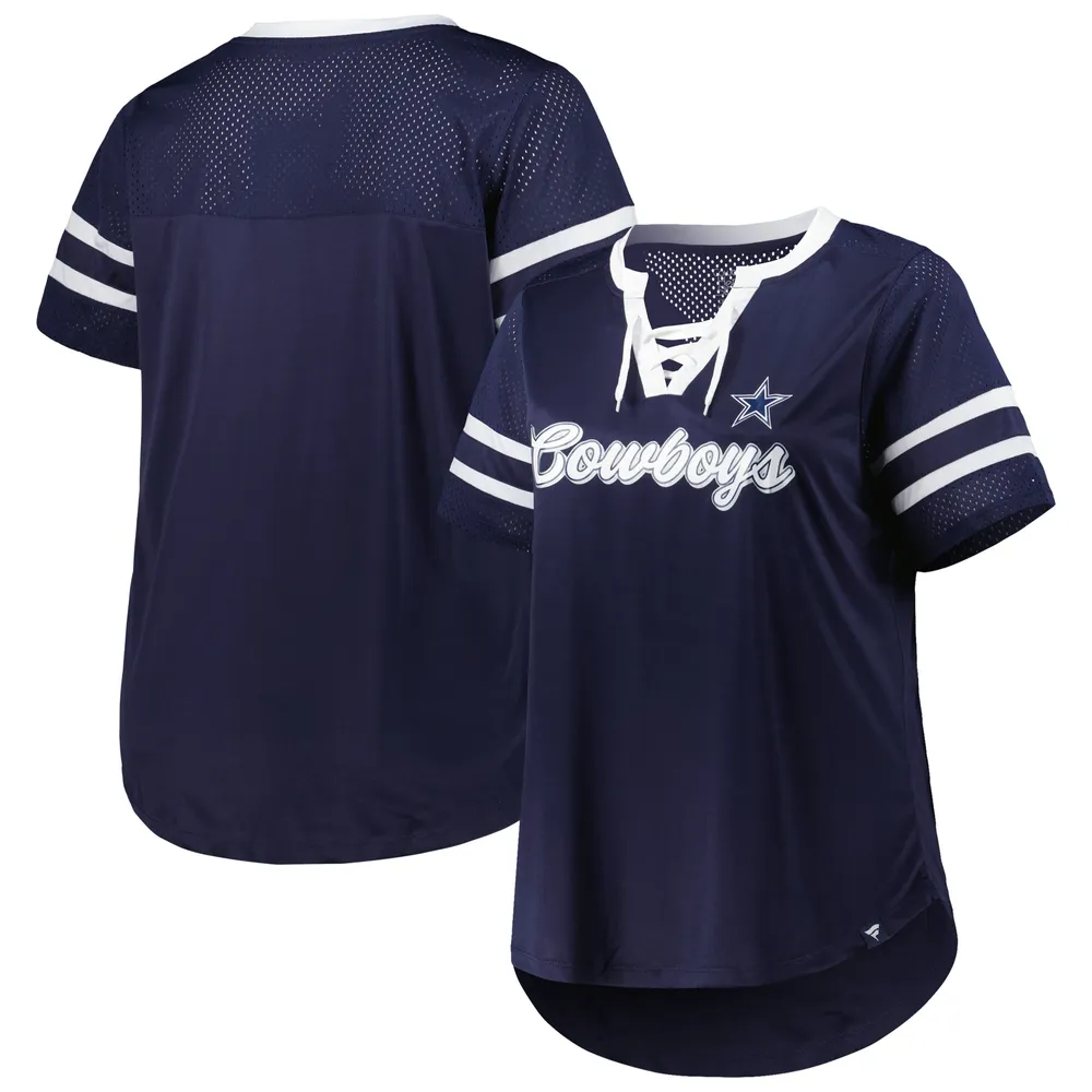 Fanatics Women's Branded Navy Dallas Cowboys Plus Size Original State  Lace-Up T-shirt