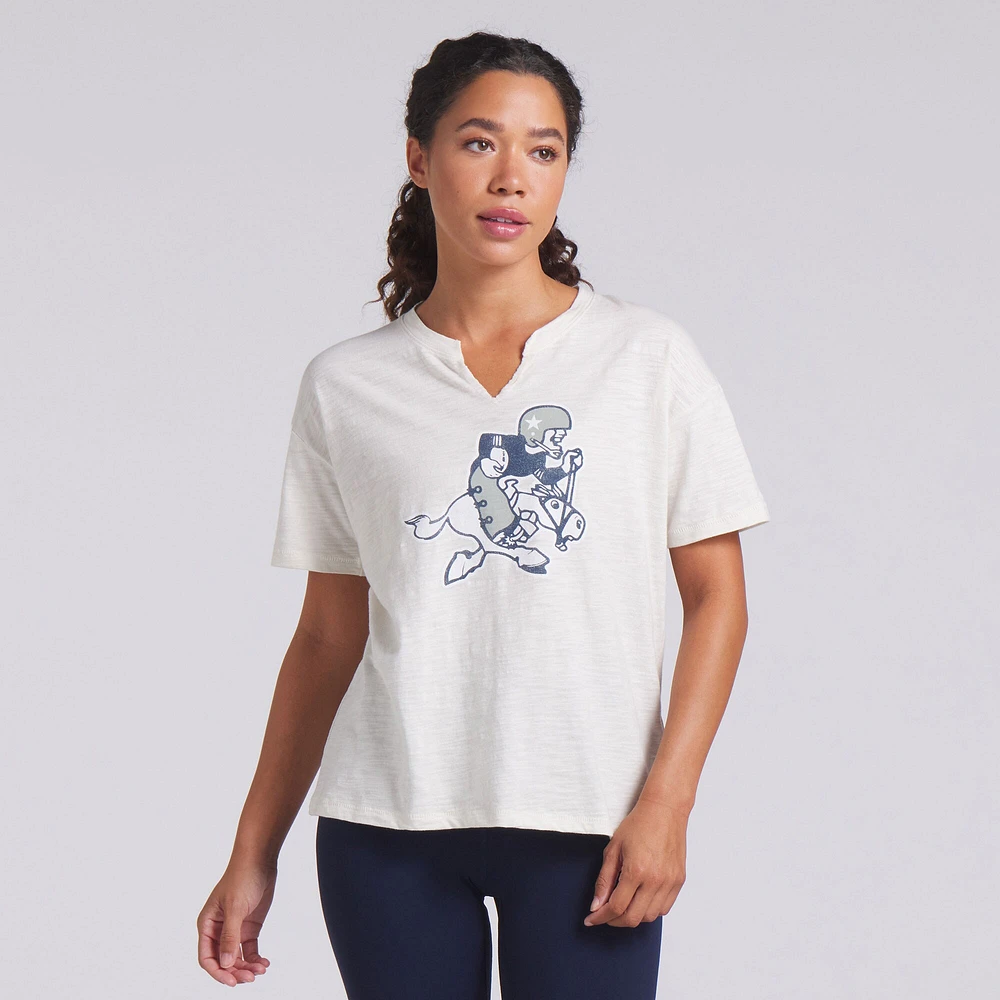 Women's Fanatics Cream Dallas Cowboys Slub V-Neck T-Shirt