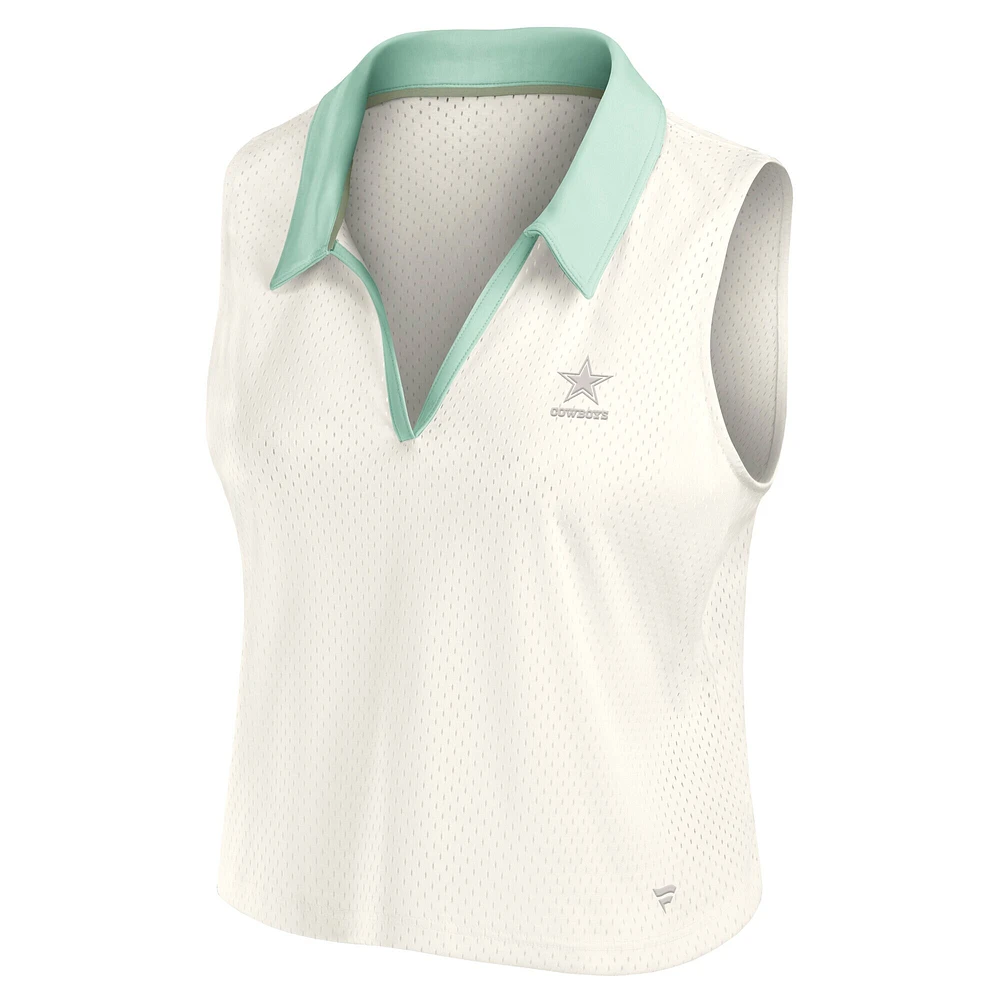 Women's Fanatics Cream Dallas Cowboys Studio Wellness V-Neck Tank Top