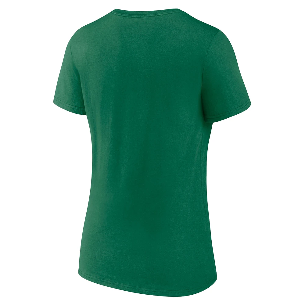 T-shirt vert à col en V Fanatics pour femmes des Cowboys de Dallas Lucky Celtic