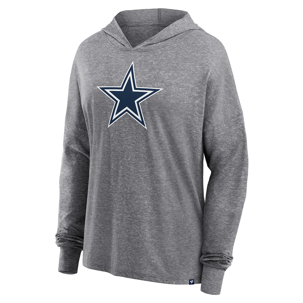 Women's Fanatics Heather Gray Dallas Cowboys Cozy Primary Pullover Hoodie