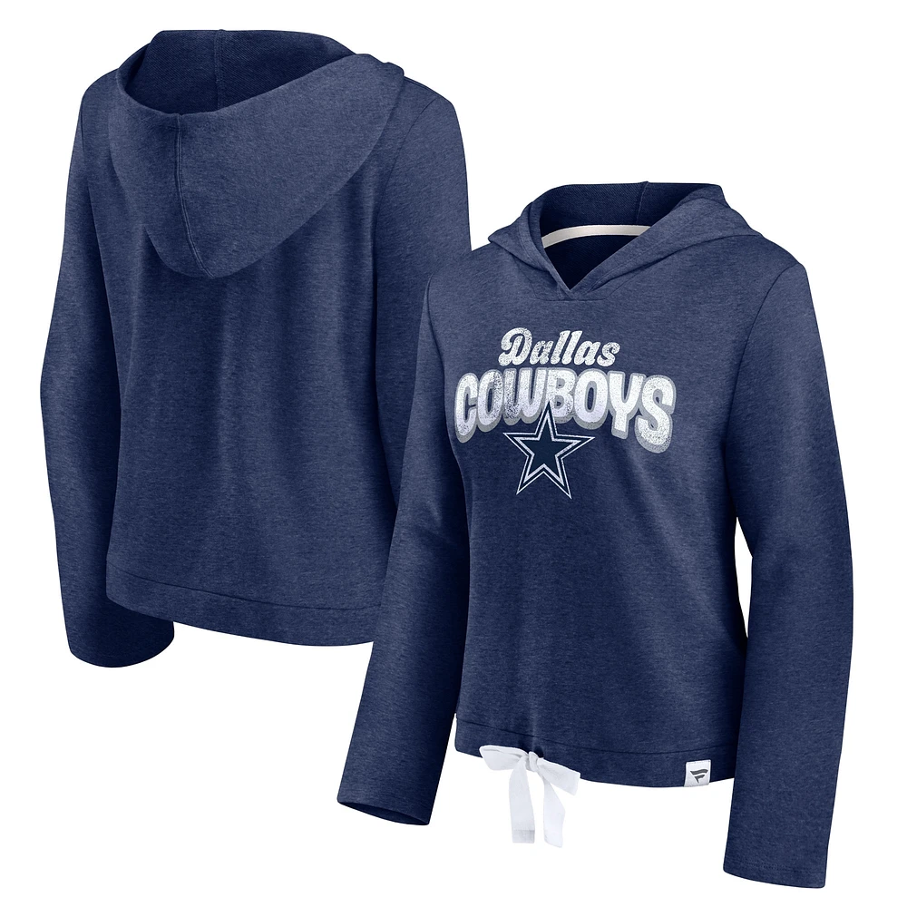 Pull à col en V polaire Fanatics Heathered Navy Dallas Cowboys True Classics pour femmes - Sweat capuche