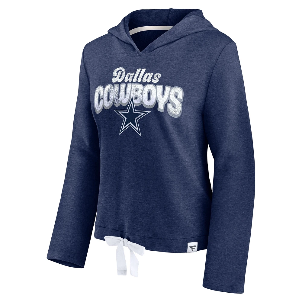 Women's Fanatics Heathered Navy Dallas Cowboys True Classics Fleece V-Neck Pullover - Hoodie