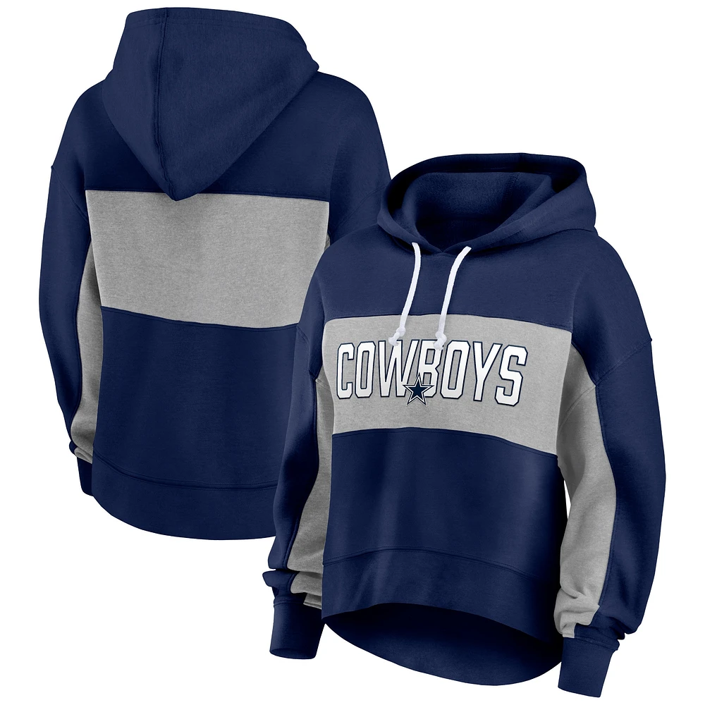 Sweat à capuche Fanatics pour femmes bleu marine/gris chiné Dallas Cowboys Filled Stat Sheet