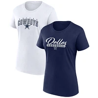 Ensemble de deux t-shirts fanatiques pour femmes bleu marine/blanc Dallas Cowboys Fan