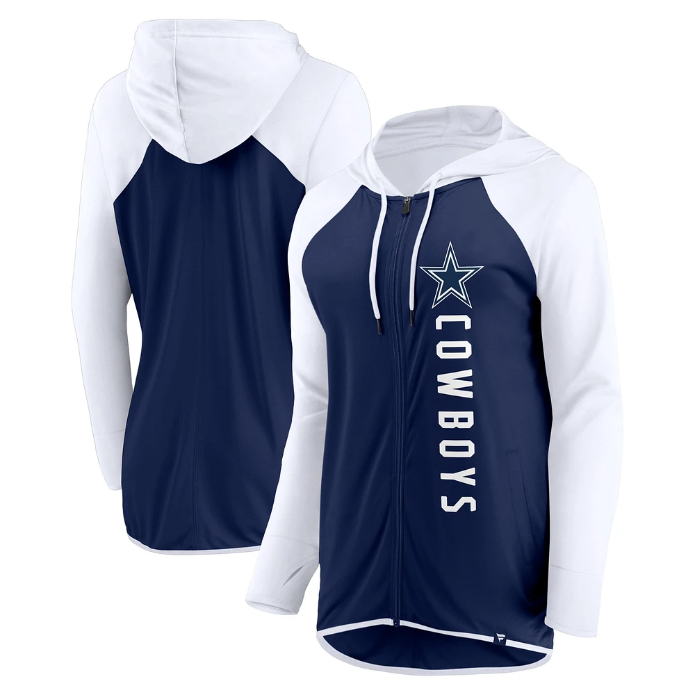 Sweat à capuche entièrement zippé Fanatics pour femmes, bleu marine/blanc, Dallas Cowboys Forever Fan