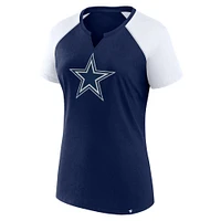 Women's Fanatics Navy/White Dallas Cowboys Glittered Primary Raglan T-Shirt