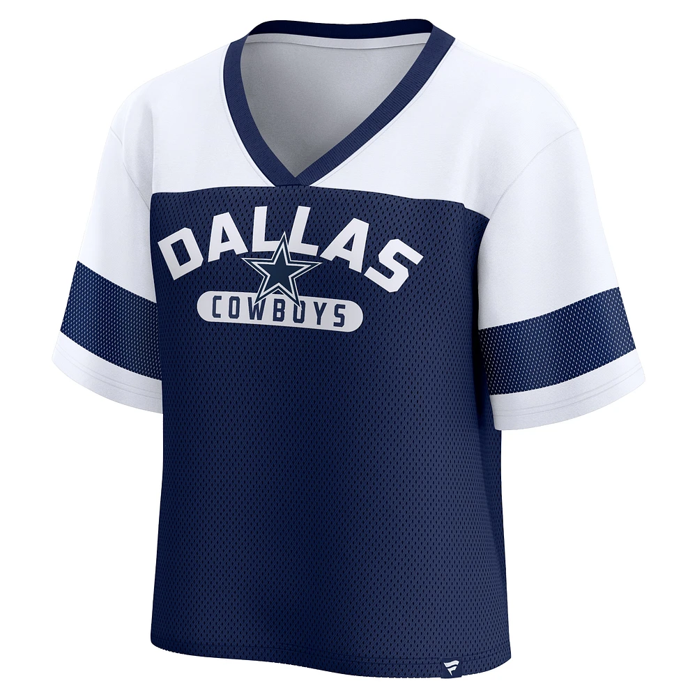 Women's Fanatics  Navy/White Dallas Cowboys Homeschool Jersey Poly V-Neck
Fashion Top