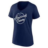 T-shirt à col en V Fanatics pour femmes, bleu marine, Dallas Cowboys Back Home Again