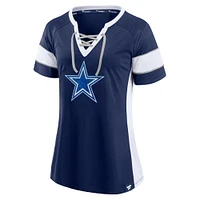 Women's Fanatics Navy Dallas Cowboys Block Party Hero Athena Raglan - Notch Neck T-Shirt