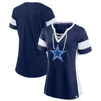 Women's Fanatics Navy Dallas Cowboys Block Party Hero Athena Raglan - Notch Neck T-Shirt