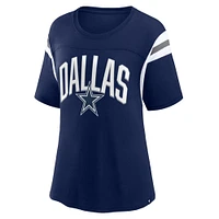 T-shirt à rayures gagnées Fanatics pour femmes, bleu marine, Dallas Cowboys