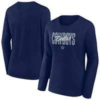 T-shirt à manches longues et col rond pour femme Fanatics Navy Dallas Cowboys