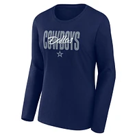 T-shirt à manches longues et col rond pour femme Fanatics Navy Dallas Cowboys