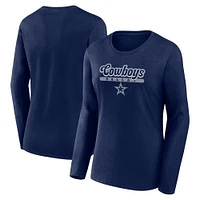 T-shirt à manches longues Fanatics pour femmes, bleu marine, Dallas Cowboys Next