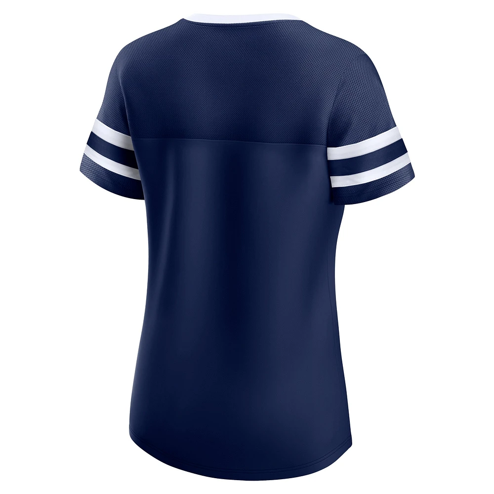 T-shirt à lacets Fanatics pour femmes bleu marine Dallas Cowboys Original State