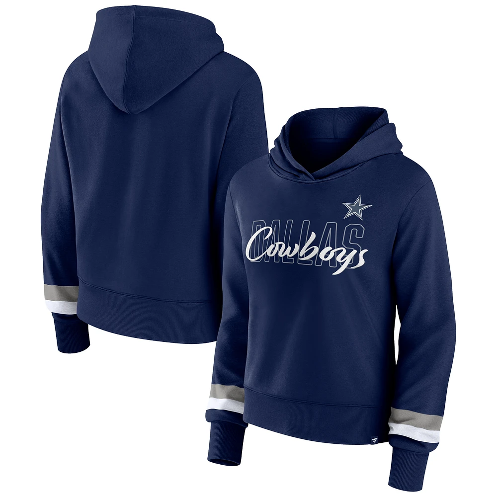 Sweat à capuche Fanatics pour femmes bleu marine Dallas Cowboys Over Under