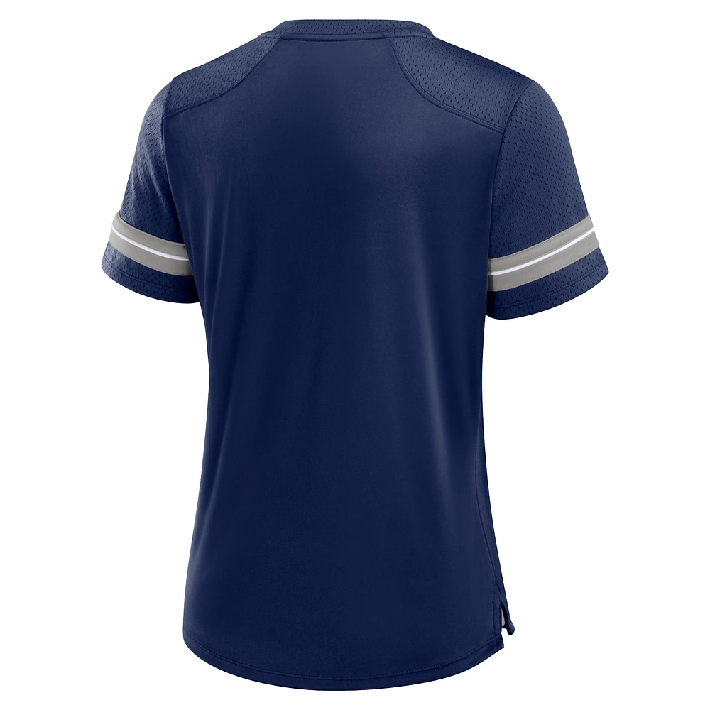 T-shirt à lacets Fanatics bleu marine Dallas Cowboys Play Script pour femme