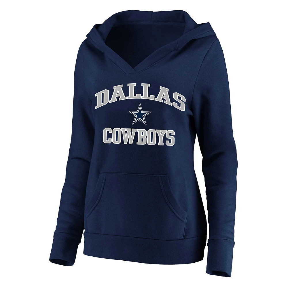 Sweat à capuche col en V Heart and Soul Fanatics pour femmes, bleu marine, Dallas Cowboys, grande taille