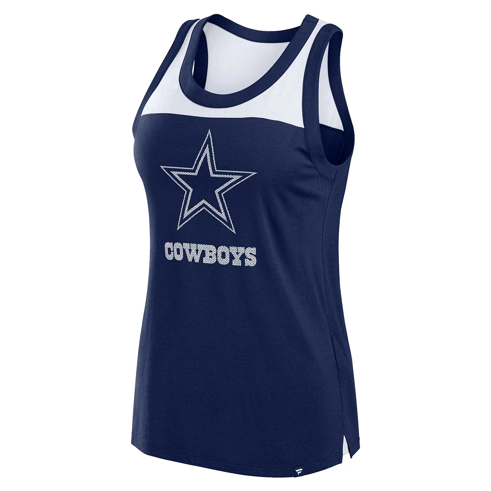 Women's Fanatics Navy Dallas Cowboys Sequin Tank Top