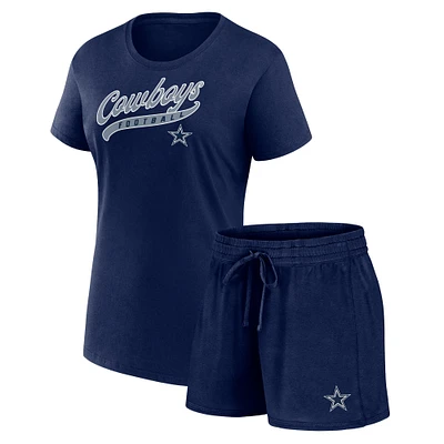 Women's Fanatics Navy Dallas Cowboys Start to Finish T-Shirt & Shorts Combo Pack