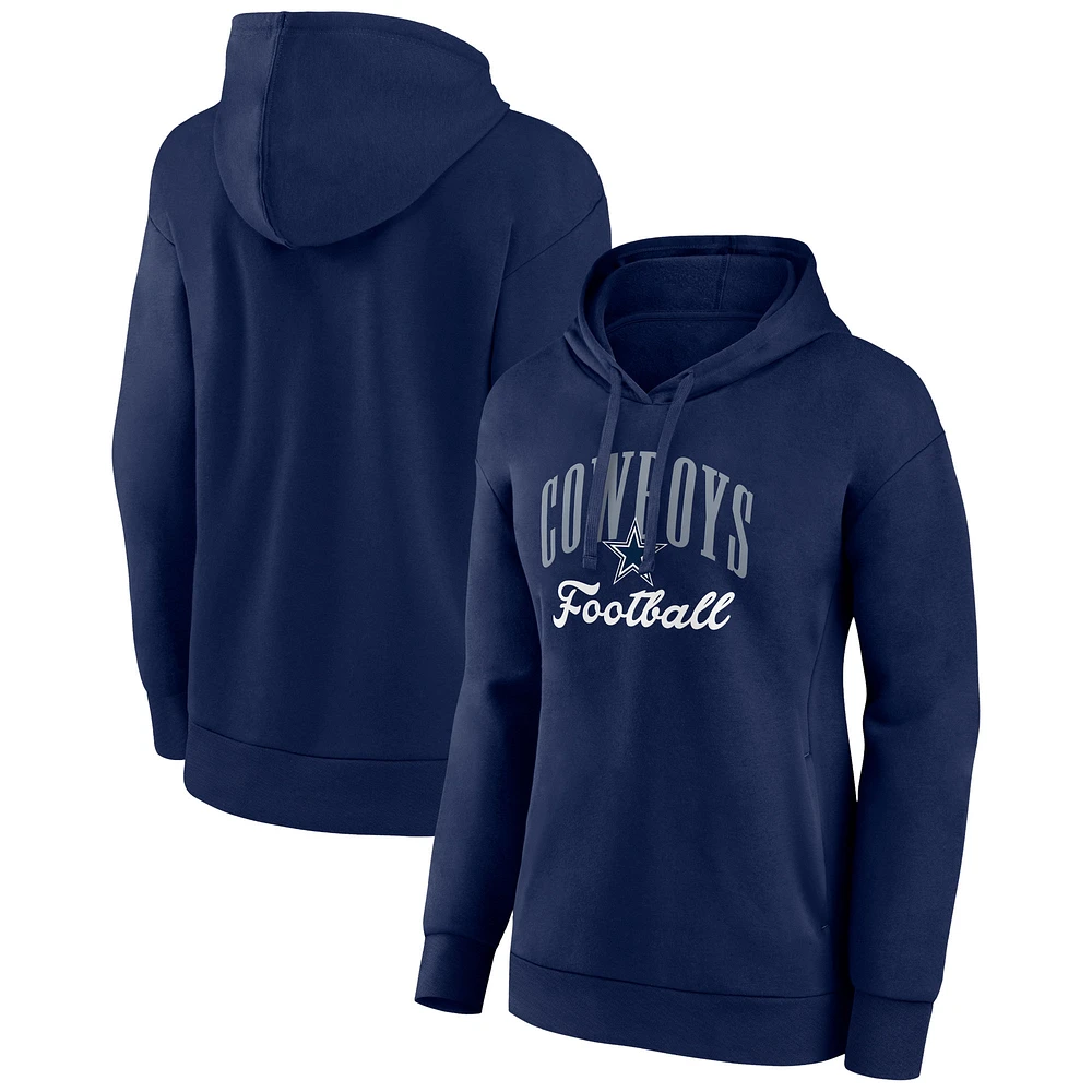 Sweat à capuche avec logo de l'équipe des Dallas Cowboys Fanatics pour femmes bleu marine Victory Script