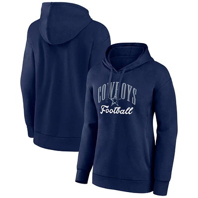 Women's Fanatics Navy Dallas Cowboys Team Logo Victory Script Pullover Hoodie