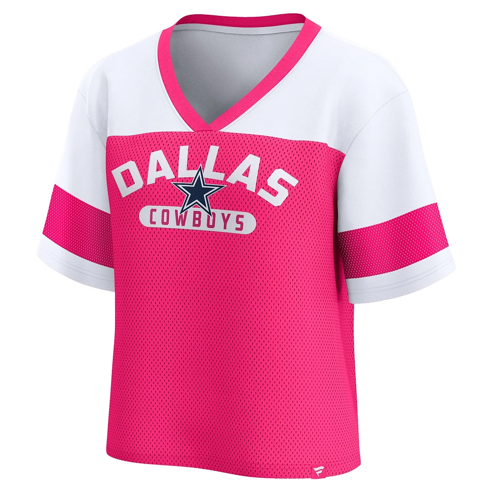 Women's Fanatics  Pink/White Dallas Cowboys Homeschool Jersey Poly V-Neck
Fashion Top