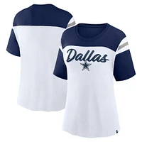 Women's Fanatics White/Navy Dallas Cowboys Cheer Chant Fashion Crop Top