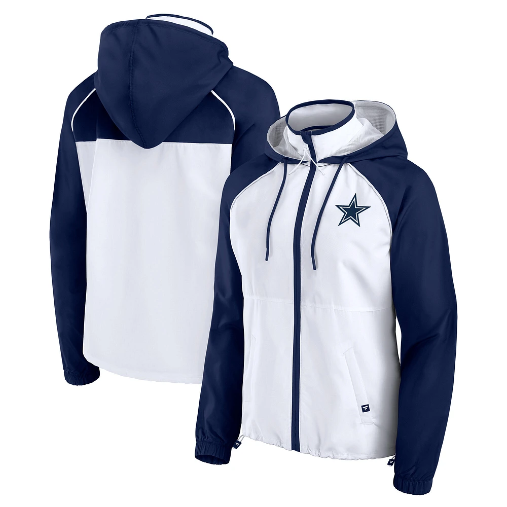 Veste à capuche anorak entièrement zippée blanche Fanatics Dallas Cowboys pour femme