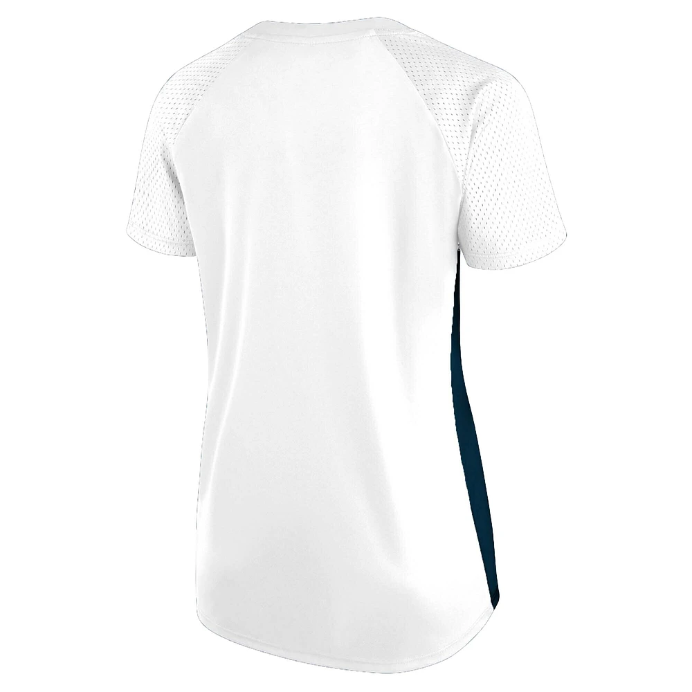T-shirt à lacets et col en V paillettes pour femmes Fanatics blanc Dallas Cowboys grande taille