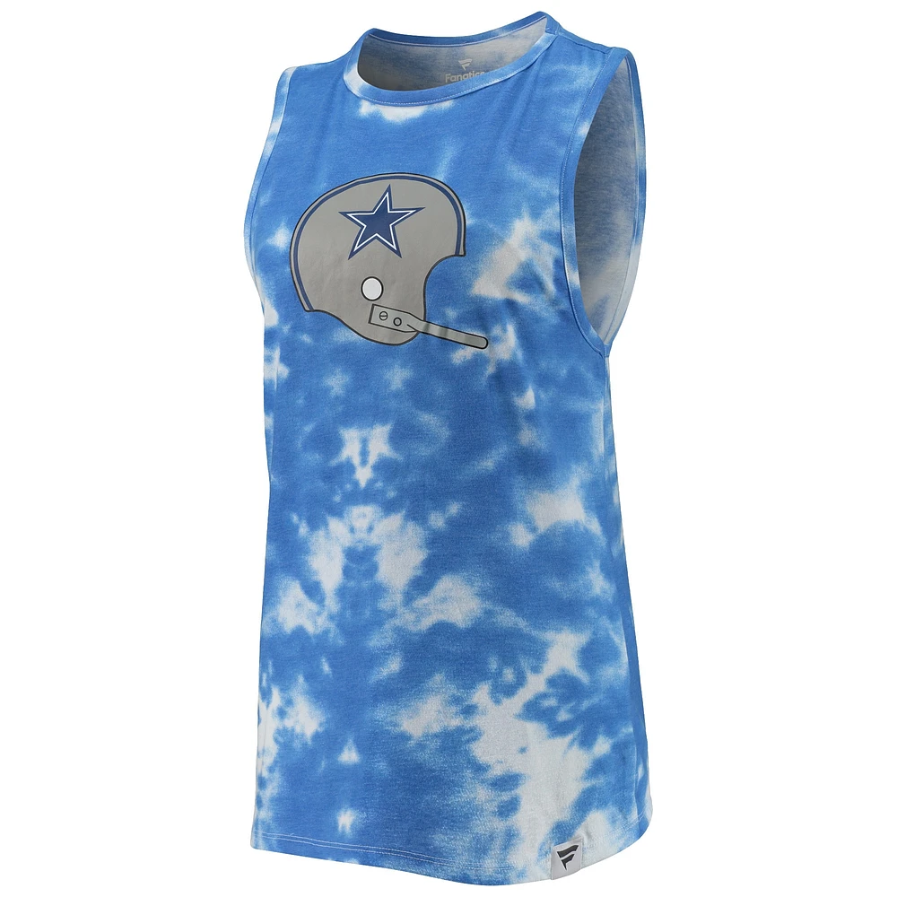 Women's Fanatics White Dallas Cowboys Retro Tie-Dye Tank Top