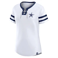 T-shirt à lacets Fanatics pour femmes, blanc, Dallas Cowboys Sunday Best