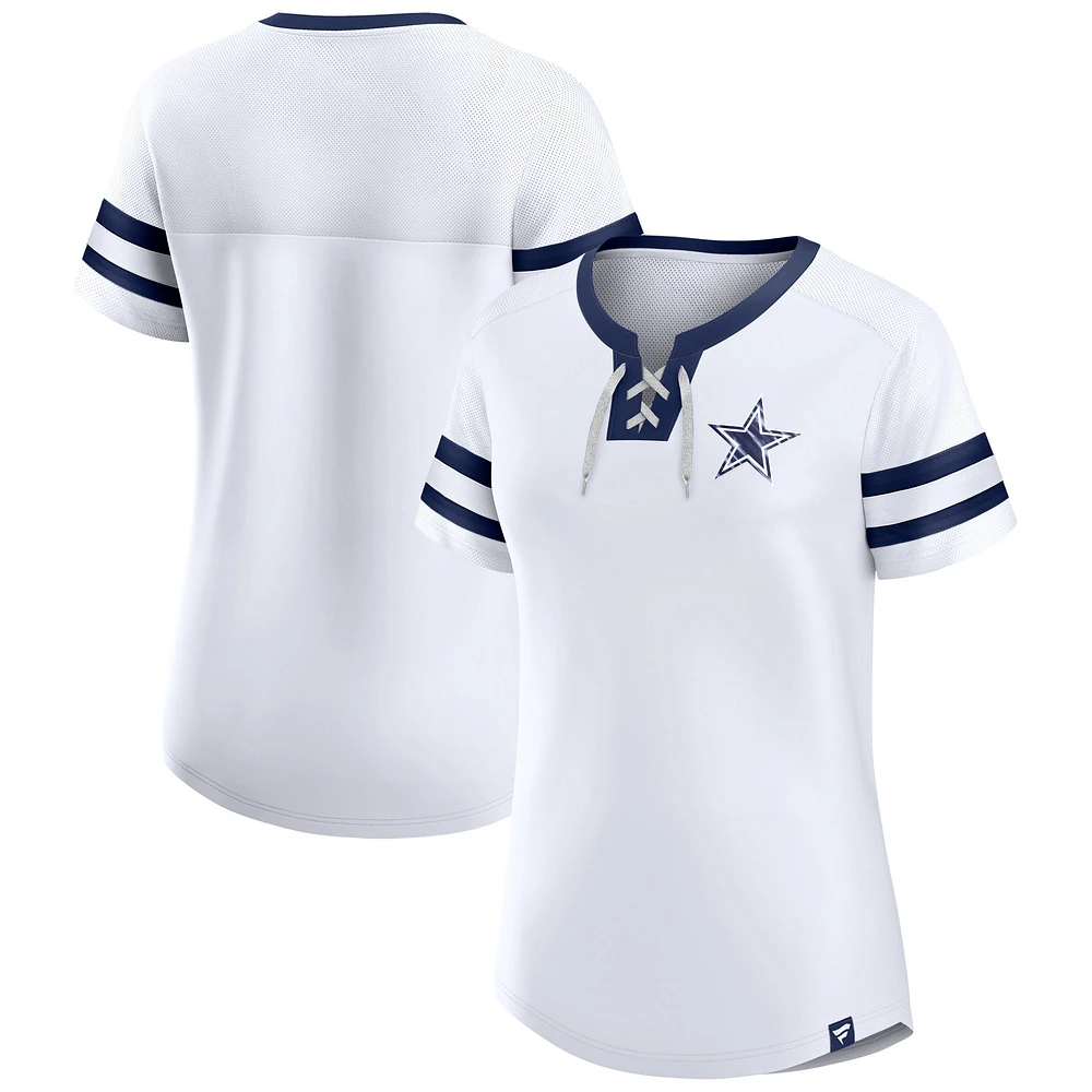 T-shirt à lacets Fanatics pour femmes, blanc, Dallas Cowboys Sunday Best