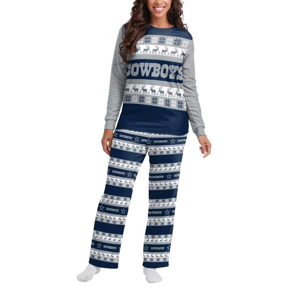 Dallas Cowboys FOCO Ugly Pajama Set - Navy