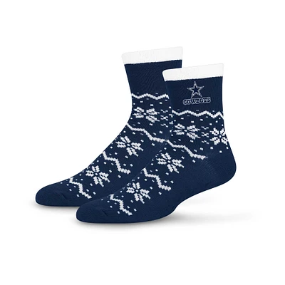 Women's For Bare Feet  Navy Dallas Cowboys Snowflake Lane Quarter Length Socks