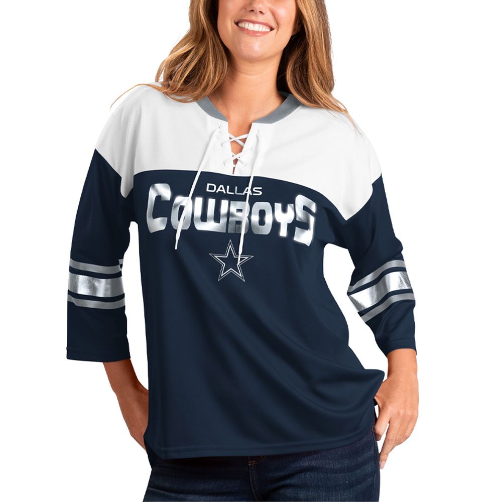 Fanatics Women's Dallas Cowboys Lace-Up T-Shirt - Navy - S Each