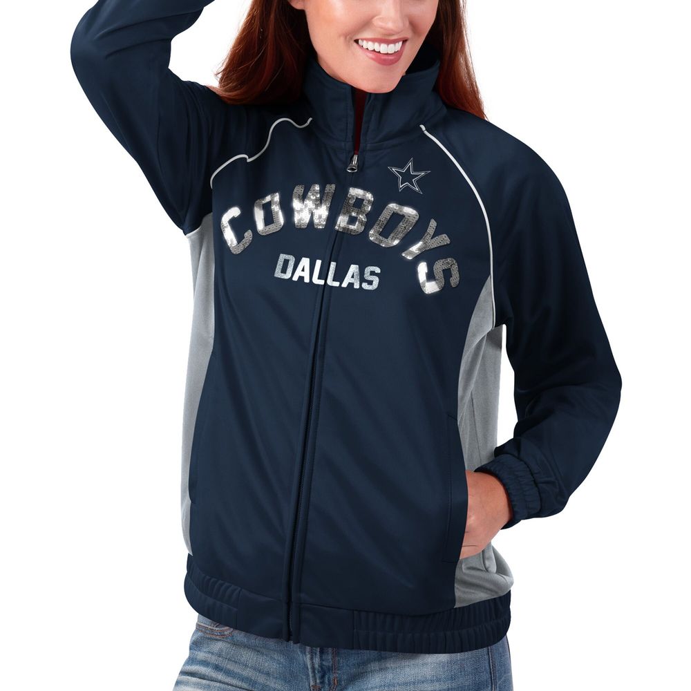 Women's G-III 4Her by Carl Banks Navy Dallas Cowboys Backfield Raglan - Full-Zip Track Jacket