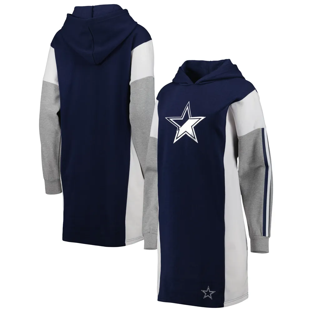 Women's Dallas Cowboys G-III 4Her by Carl Banks Navy Bootleg Long Sleeve  Hoodie T-Shirt Dress