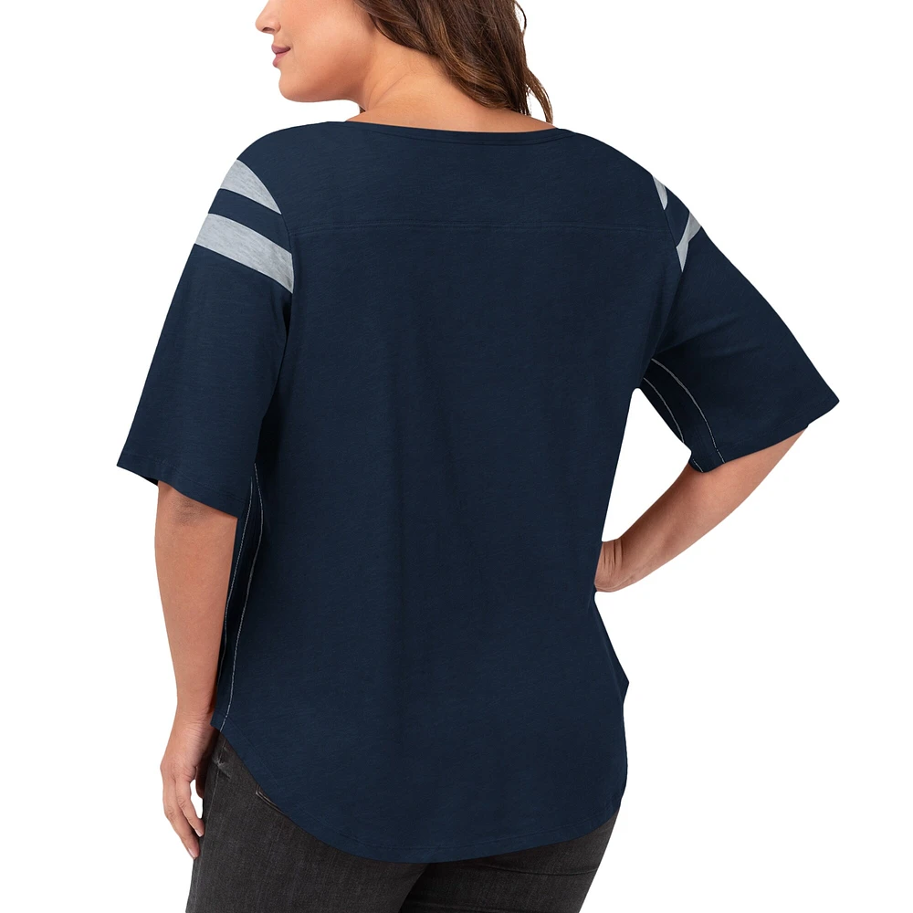 T-shirt à manches trois-quarts G-III 4Her par Carl Banks pour femmes, bleu marine, Dallas Cowboys, Linebacker, grande taille